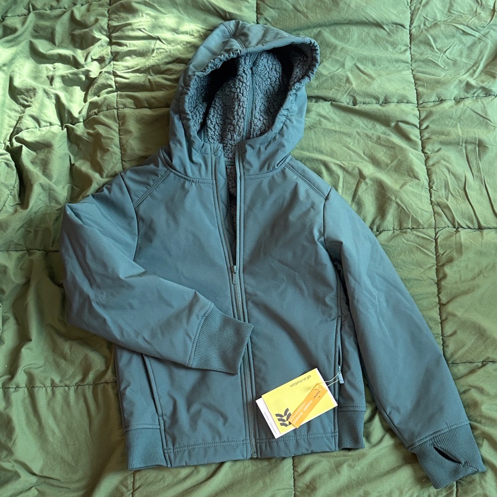 Kids Hooded Sherpa-Lined Jacket - Dark Green
